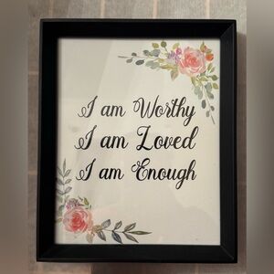 🌸 Floral Inspirational Framed Wall Art - ✨I AM WORTHY✨ 🌸